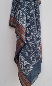 Hand Block Print With Zari Border Printed <b>Sarong</b> Pareos Scarf Floral Beach Wrap Pareo Boho Lightweight Cover Up - Product Image 2