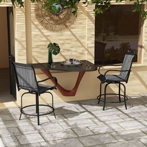 Set di 2 Sgabelli da Bar Moderni Grigi per Esterni, Girevoli a 360° con Caratteristiche Morbide e Robuste per Patio, Seminterrato e Intrattenimento in Cucina - Product Image 2