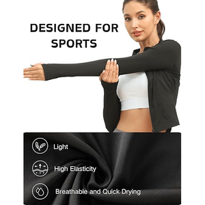 Chaqueta Deportiva Ligera para Yoga con Cierre de Cremallera, Cuello Alto, para Mujer, de Nailon, Secado Rápido - Product Image 5