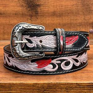 Ceintures ajustables en cuir de vachette véritable de haute qualité pour hommes et femmes, vente en gros de ceintures à boucle à aiguille en cuir usiné à la main 100% - Product Image 4