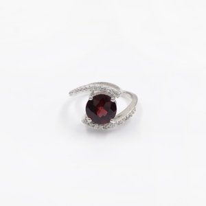 925 Sterling Silver Natural <b>Garnet</b> <b>Ring</b> Rhodium Plated OEM ODM Fine Jewelry - Product Image 5