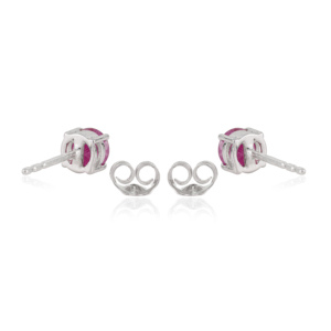 Minimal Design Round Cut Authentic Ruby July Birthstone 925 Sterling <b>Silver</b> <b>Stud</b> Earrings For Women's - Product Image 5
