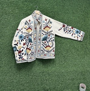 Handmade Woven <b>Velvet</b> Bomber Jacket <b>Women's</b> Winter <b>Coat</b> Traditional Embroidery Bohemian Eco-Friendly Regular Length Reversible - Product Image 6