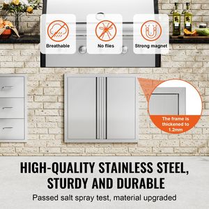 Doppia cucina esterna in acciaio inox a filo porta 26W X 24H pollici porta di accesso per barbecue maniglie da incasso per isola grigliate - Product Image 3