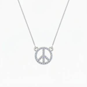 Collar con Colgante de Oro 10K con Símbolo de Paz en Capas, Moderno y Lindo para Mujer, con Diamantes de Moissanita Personalizados, Estilo Hip Hop, Joyería de Regalo - Product Image 6