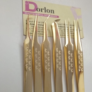 Eyelash Grip Tweezers For Eyelash Extension Professional Isolation Tweezers Custom Logo Gold Russian Volume Lash Tweezer - Product Image 1