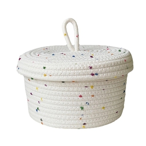 Cesta de Almacenamiento de Yute 100% Natural Tejida a Mano con Tapa, Forma Redonda, Producto Ecológico de Alta Calidad - Product Image 3