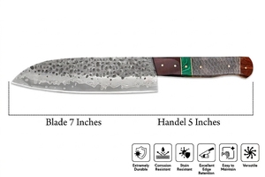 Cuchillo de Chef Multiusos Portátil de Acero Inoxidable 440C Forjado a Mano con Empuñadura de Madera Ajustable y Acabado de Alto Brillo - Product Image 5
