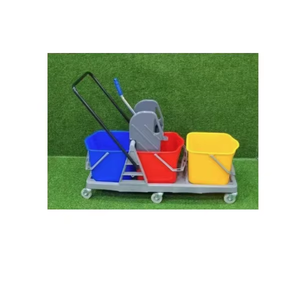 Chariot essoreur en plastique robuste et léger, 3 seaux de 60 litres, conception efficace pour le nettoyage humide des sols, hôtels, hôpitaux - Product Image 6