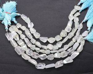Perles de pierres précieuses en aquamarine naturelle, facettées, de forme irrégulière, 10-12 mm, perles d'aquamarine en vrac, 8,5 pouces, pour la création de bijoux - Product Image 4