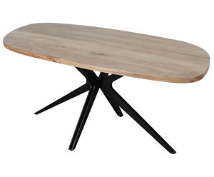 Mesa de Comedor de Madera de Acacia Industrial de Forma Orgánica con Patas Plegables de Metal Estilo Estrella, Ecológica, Duradera, para el Hogar, Cocina, Restaurante - Product Image 2