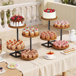 Rustic Wood <b>Cake</b> <b>Stand</b> <b>Set</b> 4 Tier Dessert Display For Wedding Birthday Party Decoration <b>Cake</b> <b>Stand</b> - Product Image 2