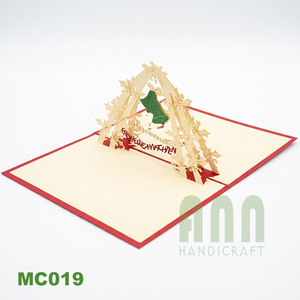 Tarjetas de Navidad 3D personalizadas hechas a mano, campanas de Feliz Navidad, recuerdo de Año Nuevo, impresión Offset, tarjetas de felicitación, Vietnam mate - Product Image 1