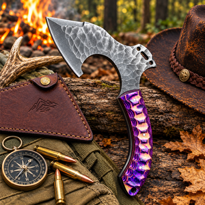 Cuchillo de Caza Hecho a Mano con Mango de Madera Pakka, Hoja de Acero Lavada con Ácido, Cuchillo de Supervivencia para Campamento al Aire Libre con Funda de Cuero - Product Image 3
