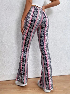 High Waist Seamless Full Length Breathable <b>Pockets</b> Elastic Waist Pull-On Closure Pink <b>Leggings</b> Solid Color Spandex Four-Way - Product Image 3