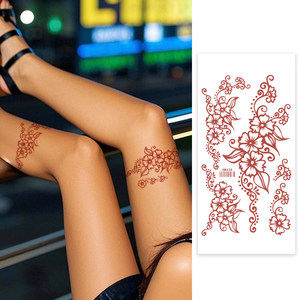 Autocollants de tatouage au henné brun en gros pochoirs Mehndi de mariée imperméables pour les mains et les pieds Art corporel temporaire pour les femmes - Product Image 3