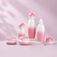 Vente en gros de flacons cosmétiques en verre rose de luxe, pots en verre pour crème OEM avec bouchon spécial, ensemble d'emballages pour soins de la peau, 100 ml, 120 ml