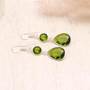 Pendientes de Peridoto de Lujo, Pendientes Colgantes en Forma de Pera de Plata de Ley 925 para Mujer - Product Image 1
