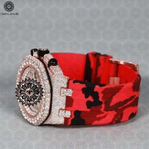 Reloj de Lujo para Hombre Charm, Bisel con Diamantes en Oro Rosa, Correa de Silicona Roja, Movimiento Mecánico Analógico, Fecha Automática, Caja de 40 mm, 10 Bar - Product Image 5