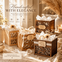 Boîte cadeau en bois élégante faite à la main avec un design découpé au laser | Panier de rangement décoratif pour souvenirs, mariages, anniversaires, occasions spéciales