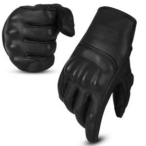Guantes de carreras de cuero para dedos completos, transpirables, unisex, para exteriores, de verano, para motocicleta. - Product Image 1