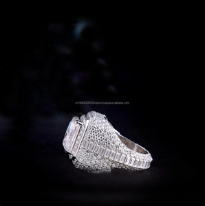 Radiant Cut Moissanite Iced Men's 925 Sterling <b>Silver</b> Hip Hop Cluster <b>Ring</b> Rhodium Plated <b>Statement</b> Luxury Bling Jewelry Gift - Product Image 4