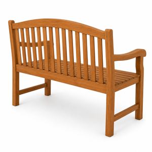 Solid Teak Wood Outdoor Garden <b>Bench</b> Traditional Design Saber <b>Leg</b> Slatted Seat Backrest Curved Armrests Eco-Friendly Durable - Product Image 3