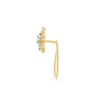 GLEAMORA ENTERPRISE Flower Shape Brilliant Cut Lab Grown <b>Diamond</b> <b>Nose</b> Pin 14K Yellow Gold Plated Luxury <b>Stud</b> Women's Everyday - Product Image 3