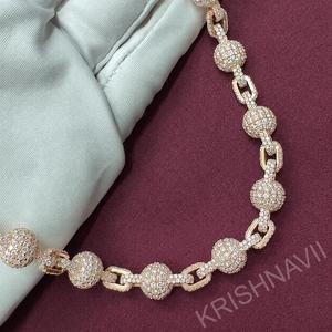 9mm Lab Diamond 14k Rose Gold Fully <b>Iced</b> <b>Out</b> Clustered Ball <b>Chain</b> Luxury Hip Hop Jewelry Necklace For Men And Women Premium - Product Image 6