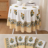 Mantel de Mesa Personalizado, Moderno, de Lujo, Estilo Boho, con Estampado Floral, Ecológico, Duradero, Lavable, Hecho a Mano, de Algodón Vintage