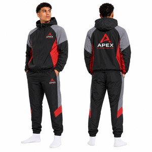 Ensemble survêtement coupe-vent personnalisé avec logo pour homme – Veste légère à empiècements et pantalon – Tenue de sport OEM pour équipe – Survêtement à capuche entièrement zippé – Commande en gros Pro - Product Image 1