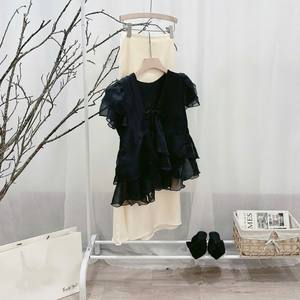 Ensemble deux pièces d'été respirant pour femme, style vintage, en mousseline unie avec nœud, comprenant une blouse et une jupe longue - Product Image 6