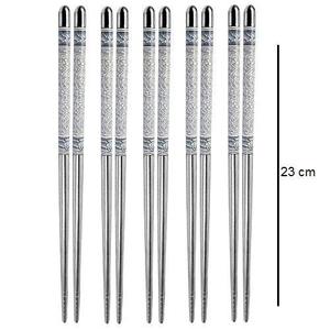 Baguettes en métal réutilisables en acier inoxydable pour nouilles, sushis, hotpot, cuisine thaïlandaise, repas à domicile - Product Image 2