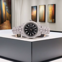 Montre de sport de luxe pour homme 41 mm, cadran glacé, gros diamants Moissanite, logo personnalisé, boîtier en acier inoxydable, mouvement à quartz, collection Hip Hop ETA