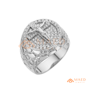 <b>Mens</b> Silver Tone Moissanite Diamond Cross <b>Ring</b> Hip Hop Statement Jewelry Fashion <b>Ring</b> <b>for</b> <b>Men</b> Stylish - Product Image 6