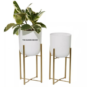 Maceta Cuadrada Decorativa para Hogar y Hotel, Popular, Blanca con Decoración de Madreperla - Product Image 5