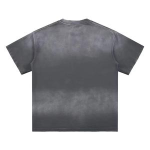 T-shirt court à col roulé pour homme, coupe carrée, 100 % coton, délavé à l'acide, effet soleil, vieilli, tissé, respirant - Product Image 6