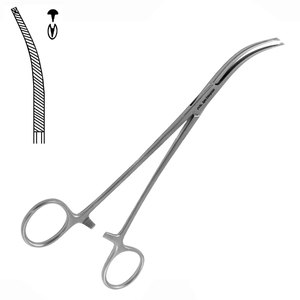 ชุดเครื่องมือคีมผ่าตัดและคีมจับสแตนเลสแบบแมนนวล Bengolea Artery Forceps แบบโค้ง 12 ฟัน ขนาด 20.0 ซม. - Product Image 1