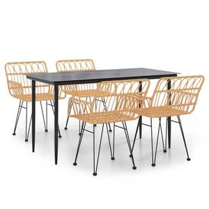 Conjunto de Comedor de Jardín de Acero Negro Resistente, Muebles de Patio Medianos - Product Image 2