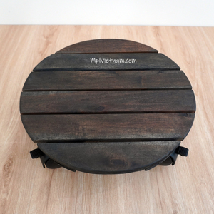 Prix d'usine abordable Nouveau design de qualité supérieure Chariot rond portable en bois Plateau de rangement pour plantes avec roues verrouillables - Product Image 5