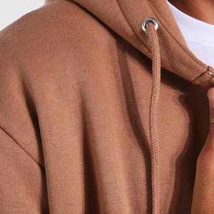 Sweat-shirt à capuche marron pour homme, coupe classique, 100 % coton molletonné, décontracté, pour l'hiver, avec poches, couleur unie brodée - Product Image 5