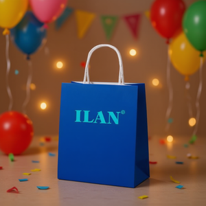 Sacchetto Regalo Iln 21x15x8cm in Carta Blu per Feste e Favori - Product Image 3