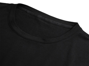 T-shirt en coton noir pour homme, col rond, manches courtes, coupe classique, décontracté, couleur unie, tricoté, teint uni, disponible à la vente - Product Image 3