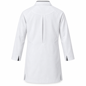 เสื้อกาวน์แพทย์สีขาวเนื้อนุ่ม คอปกสี่เหลี่ยม ติดซิป ชุดยูนิฟอร์มแพทย์ สั่งทำได้ ขายส่ง ชุดทำงานด้านสุขภาพสำหรับทุกเพศ แต่งขอบสีชาร์โคล - Product Image 2