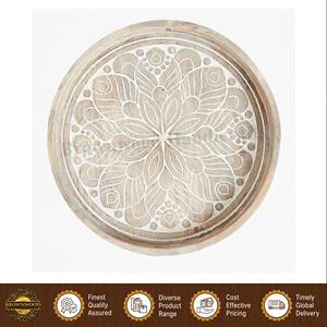 Premium Quality Hot Selling Unique Design White Wash Color <b>Round</b> Shape Mango Wood Food <b>Serving</b> <b>Tray</b> from Indian Manufacturer - Product Image 4