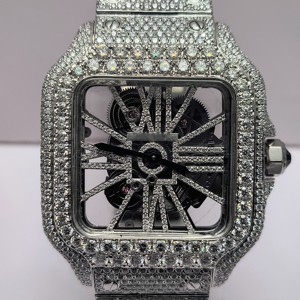 Fully Iced VVS Moissanite Diamond Luxury Digital <b>Automatic</b> Movement Stainless Steel Watch S925 Silver Hip Hop Quartz Watches - Product Image 4