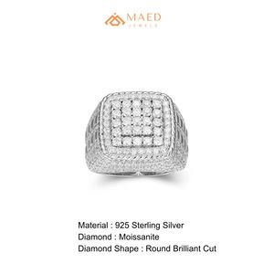 Anillo de Moissanita en Tono Plateado para Hombre, Joyería de Lujo Estilo Hip Hop, Chapado en Oro, Regalo de Aniversario - Product Image 6