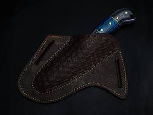Cuchillo de vaquero forjado a mano de acero de Damasco, OEM/ODM, personalizado, de espiga completa, EDC, hoja fija, mango de madera Pakka, funda cruzada - Product Image 6