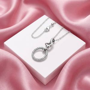 Collier pendentif cœur noué en argent et moissanite, collier ovale, cadeau d'anniversaire pour elle - Product Image 5