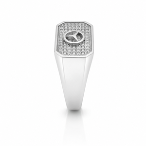 925 Sterling <b>Silver</b> Diamond <b>Mens</b> Signet <b>Ring</b> High Polish Octagon Design Wedding Party Daily Wear Gift Jewelry Band - Product Image 4